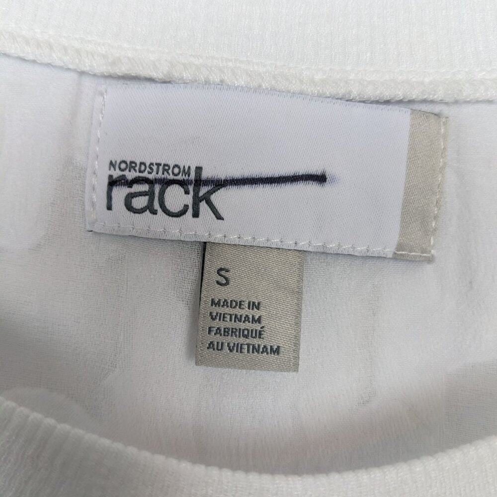 NWT Nordstrom Rack White Floral Burnout Jacquard Short Sleeve Tee - Picture 5 of 8